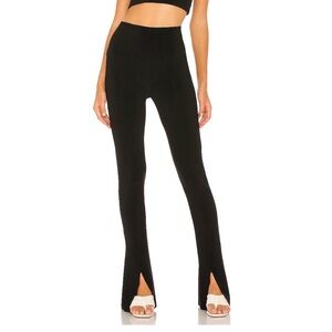 Norma Kamali Black Spat Leggings with Front Slit Small
